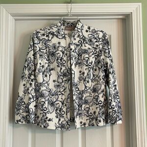 White and Blue Blazer Jacket by Chicos - Size 12